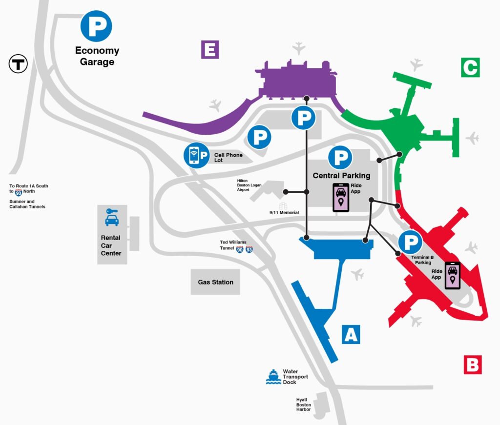 Map of Logan Airport Terminals